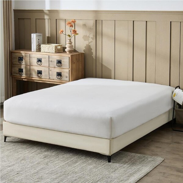 LINENOVA 100% Cotton Fitted Sheet,Soft,Breathable,Skin Friendly Fitted Sheet Single / Natural White