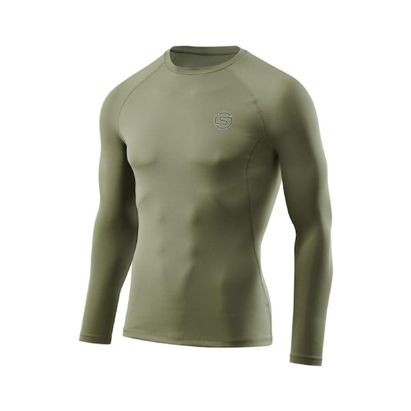 Skins Men's Series-2 Gym Clothing Mens Long sleeve Top Khaki S