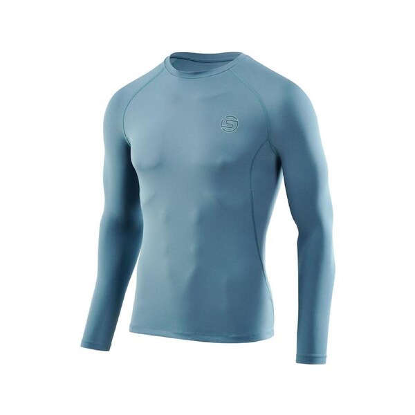 Skins Men's Series-2 Gym Clothing Mens Long sleeve Top Blue Grey M