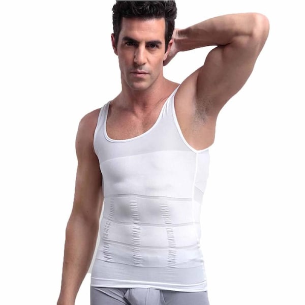 White Men Slimming Body Slim Shaper Underwear Corset Compression Vest M