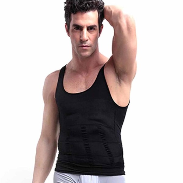 Black Men Slimming Body Slim Shaper Underwear Corset Compression Vest L