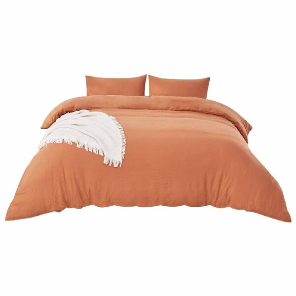 Ultra Soft Breathable Quilt Duvet Cover Set King Single Queen Double Rust Single