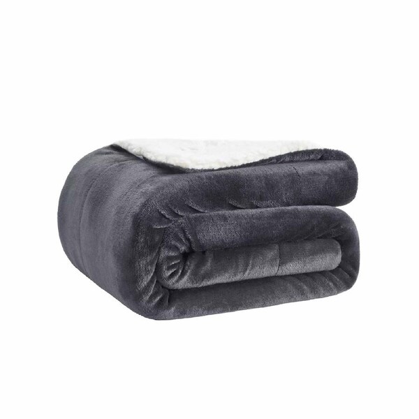 Sherpa Fleece Blanket For Sofa Bed Couch Throw Soft Warm Queen Twin Charcoal 220X240cm
