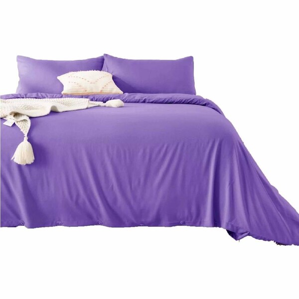 2000TC Bamboo Cooling Quilt Cover Set Comfort Soft Touching All Size Purple King