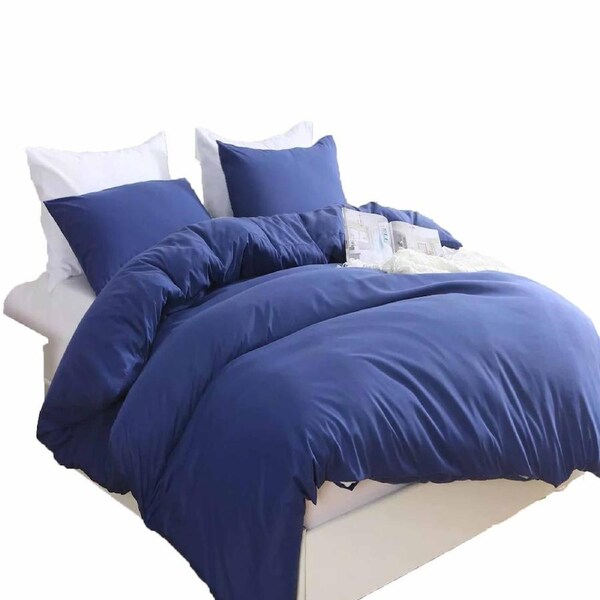 2000TC Ultra Soft Quilt Doona Duvet Cover Set Single Double Queen S King Navy Queen