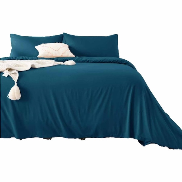 2000TC Bamboo Cooling Quilt Cover Set Comfort Soft Touching All Size Biscay Blue King