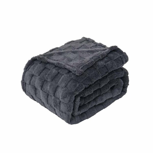 Luxury Coral Fleece Blanket Soft Warm Throw Twin Queen Size For Sofa Bed Couch Charcoal 50 x 60inch