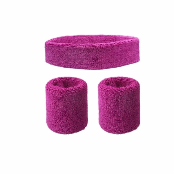 2 Wristbands 1 Headband Cotton Sweatbands Sport Tennis Yoga Badminton Tennis Purple