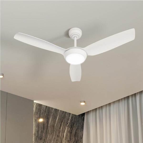 Vevare 52'' Ceiling Fan DC Motor 3 Blades Fans with Light Remote Control Timer White (With Light)