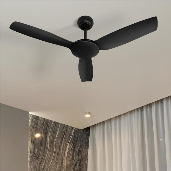 Vevare 52'' Ceiling Fan DC Motor 3 Blades Fans with Light Remote Control Timer Black (Without Light)