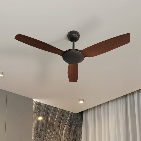 Vevare 52'' Ceiling Fan DC Motor 3 Blades Fans with Light Remote Control Timer Walnut (Without Light)