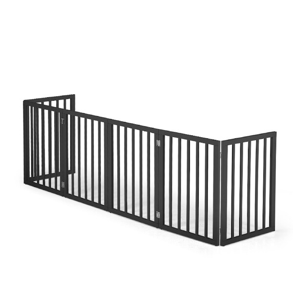 Petzly Pet Gate Dog Fence Safety Barrier Security Door Black - 6 Panels