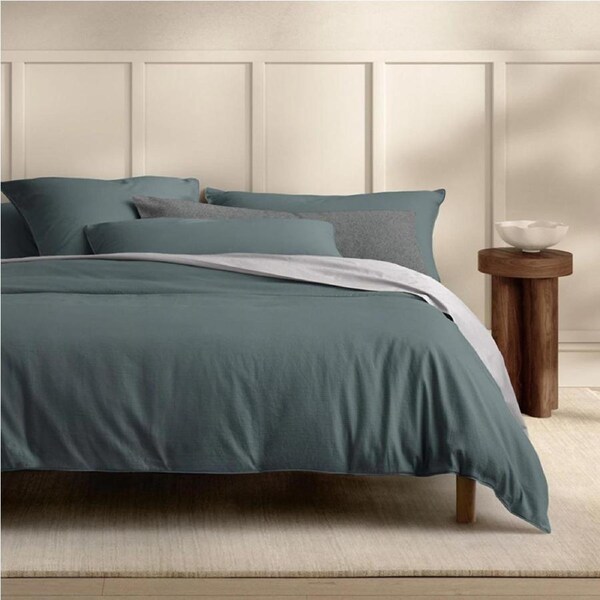Sheridan Luxury Marlo Soft Cotton Quilt Cover Set Blue Palm King