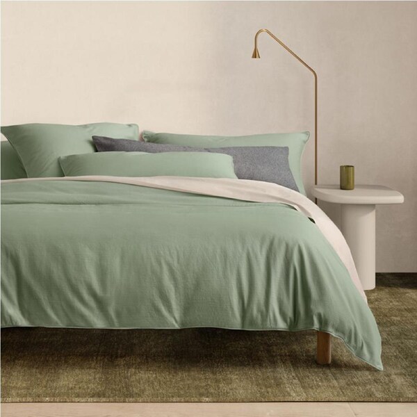 Sheridan Luxury Marlo Soft Cotton Quilt Cover Set Sage Super King