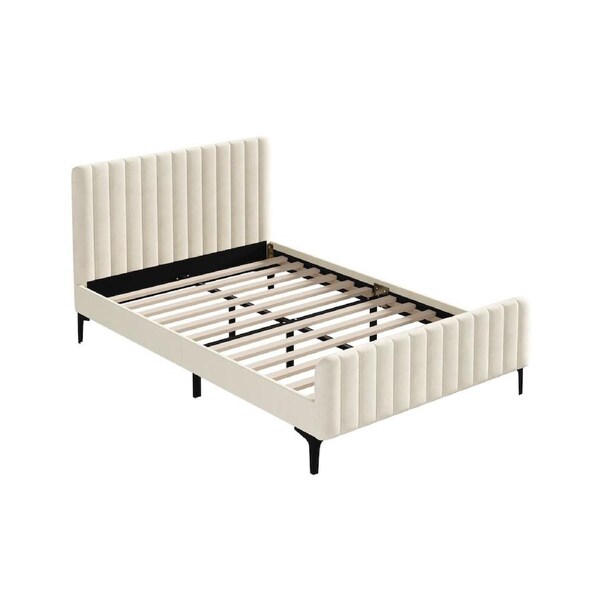 Oikiture Bed Frame Queen Double King Single Beds Platform Velvet Fabric ROYO King Single
