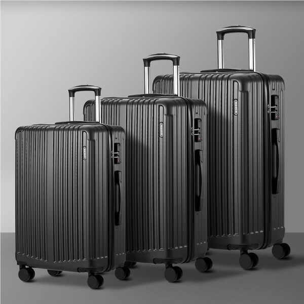 Mazam 1/3 PCS Luggage Suitcase Trolley Set Travel TSA Lock Storage ABS Case 3PC 20"+24"+28" / Grey