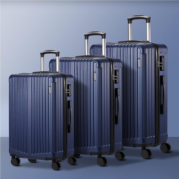 Mazam 1/3 PCS Luggage Suitcase Trolley Set Travel TSA Lock Storage ABS Case 3PC 20"+24"+28" / Navy