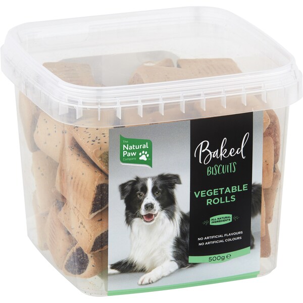 The Natural Paw Company Baked Dog Biscuits Vegetable Rolls 500g