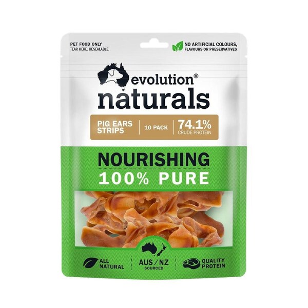Evolution Naturals Pig Ear Strips Dog Treats 10 Pack 10pk