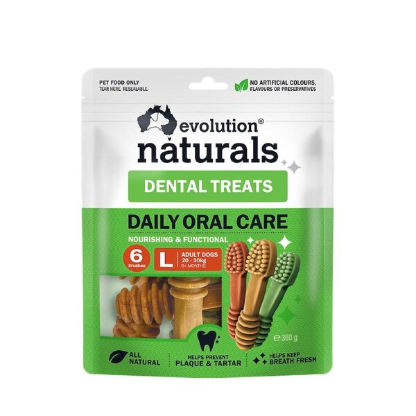 Evolution Naturals Dental Brush Dog Treats Large 6pk