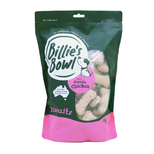 Billie's Bowl Biscuits with Aussie Chicken Dog Treats 1kg