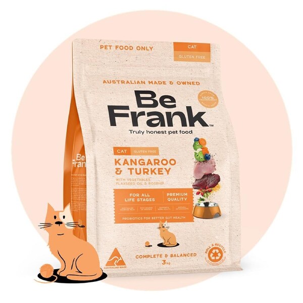 Be Frank Kangaroo & Turkey Dry Cat Food 3kg 3kg