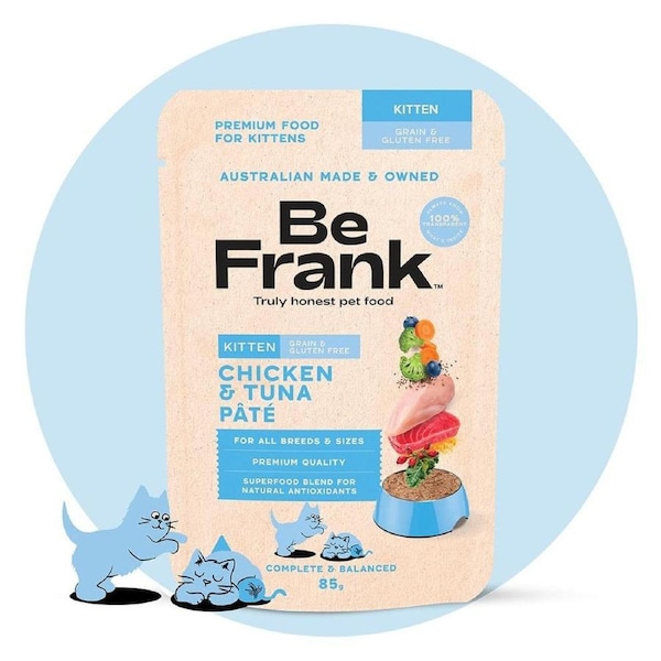Be Frank Grain Free Kitten Chicken & Tuna Pate Wet Cat Food 85g