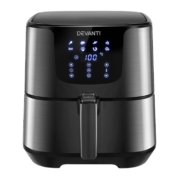 Devanti Air Fryer 7L LCD Fryers Stainless Steel Black