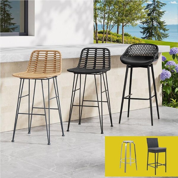 Gardeon 2PCS Outdoor Bar Stools Dining Chairs Patio Furniture Bistro Set Model 1