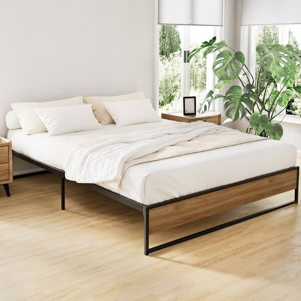 Artiss Bed Frame Single King Single Double Queen Size Metal Mattress Base Platform Foundation Black Double