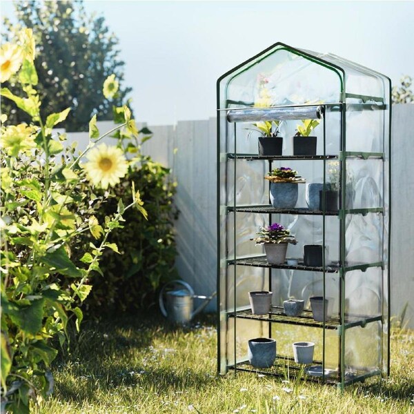 Green Fingers Greenhouse Demo Garden Shed Green House Storage with Shelves 0.5x0.7x1.9M