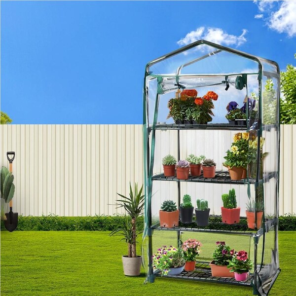 Green Fingers Greenhouse Demo Garden Shed Green House Storage with Shelves 0.5x0.7x1.6M