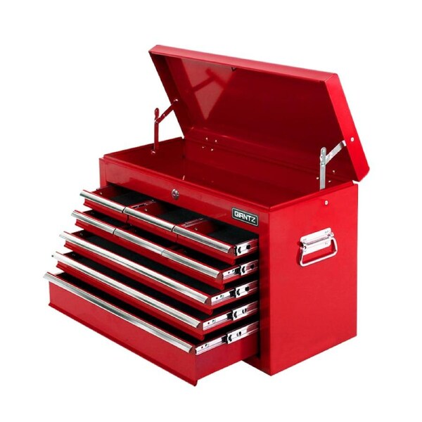 Giantz 9/10 Drawer Tool Box Chest Cabinet Storage Cart Garage Toolbox Organiser 9 Drawer -Black