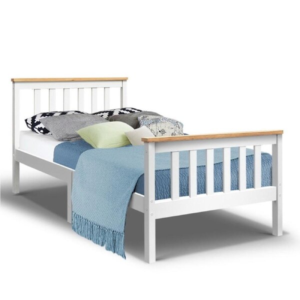 Artiss Bed Frame Double Single Size Wooden Base Mattress Platform Timber White PONY Single