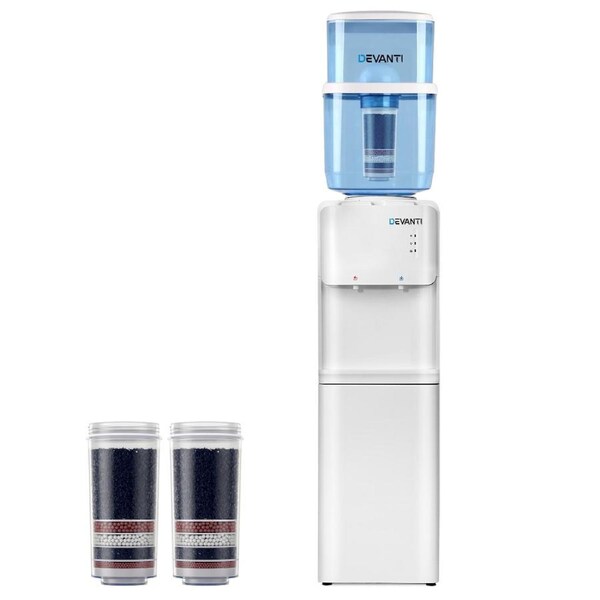 Devanti Water Cooler Set Dispenser Stand Cold Hot Purifier 22L Bottle Filter Model 3: White