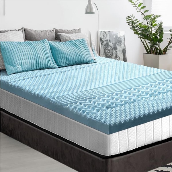 Giselle Memory Foam Topper Mattress Toppers Cool Gel Bamboo Cover 7-zone Pad Mat 5cm Egg Crate / Single