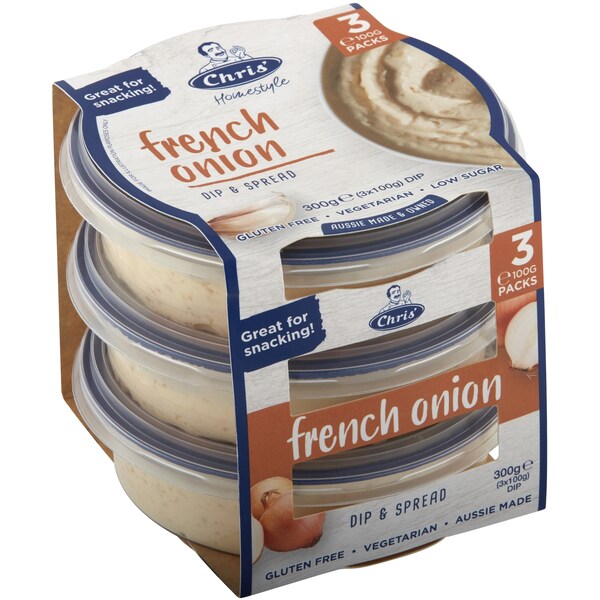 Chris' Homestyle French Onion Dip 100g x 3 pack