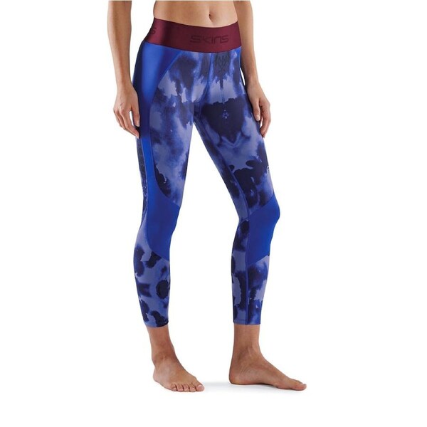 Skins Series-3 Women's Long Tights Blue Camo Running Activewear XS