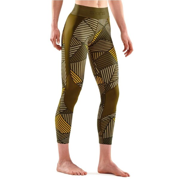 Skins Series-3 Women’S 7/8 Tights Olive Angle Running Activewear M