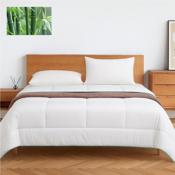 LINENOVA All Season Bamboo Quilt/Doona/Quilt - 300GSM Breathable,Skin Friendly,Natural Antibacterial Quilt Queen
