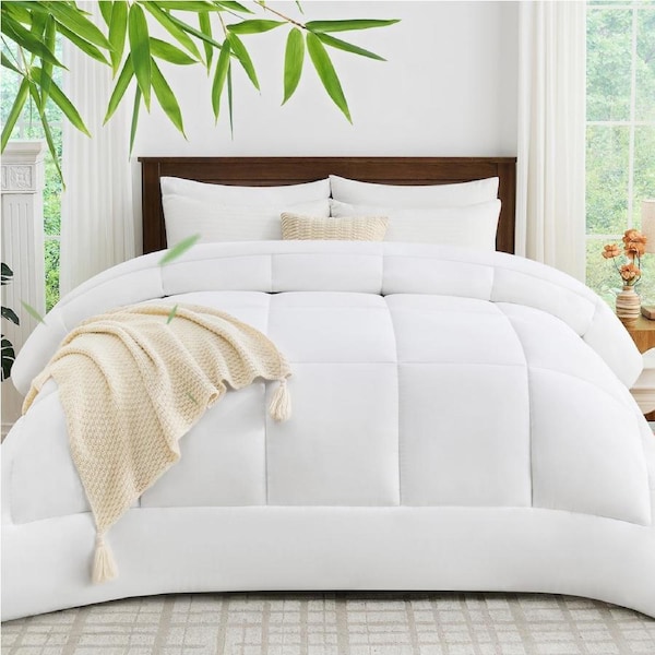 LINENOVA 500GSM All Season Quilt Bamboo Blend Filling Duvet - Breathable,Skin Friendly,Natural Antibacterial Queen