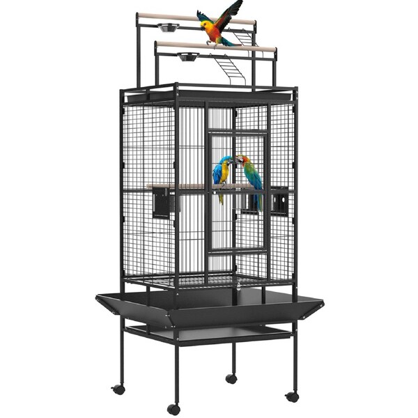Advwin Bird Cage Large Aviary Stand-Alone Aviary Budgie Parrot Perch 61*56*176cm-A
