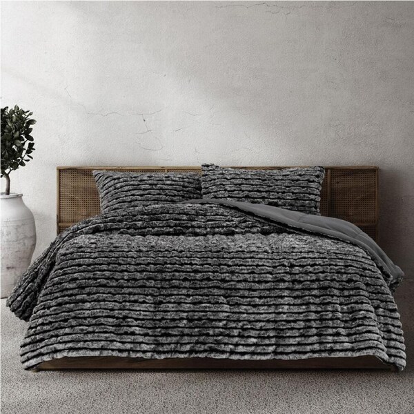 Ardor Boudoir Cole Quilt Cover w/ 2x Pillowcase Home Bedding Set Ash Double