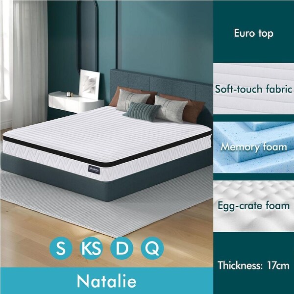 Alfordson Mattress Bed Queen Double King Single Euro Tight Top Bedding Spring Single / Natalie