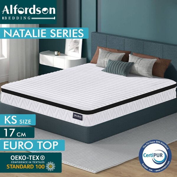 Alfordson Mattress Bed Queen Double King Single Euro Tight Top Bedding Spring King Single / Natalie