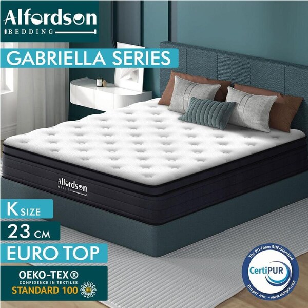Alfordson Mattress Euro Top Queen Double King Single Bed Spring Memory Foam King / Gabriella