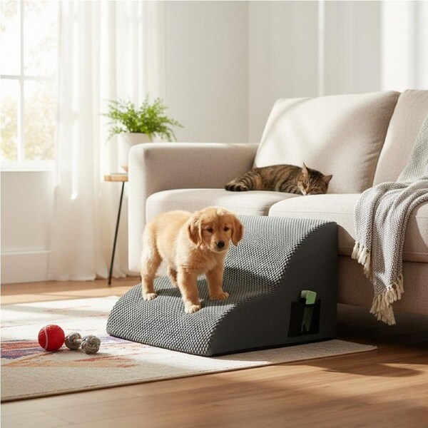 Pawz Pet Stairs Ramp for Bed Dog Step Ladder Memory Foam Non-Slip Washable Cover 2 Steps (38cm x 40cm x 27cm)