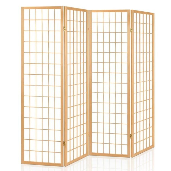 3/4/6/8 Panel Artiss Room Divider Screen Wooden Doors Folding White Nature Natural - 4 Panels