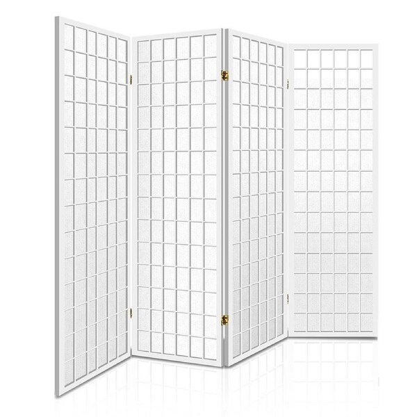 3/4/6/8 Panel Artiss Room Divider Screen Wooden Doors Folding White Nature White - 4 Panels