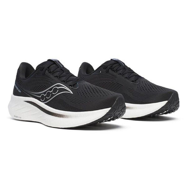 Saucony Men's Ride 18 Running Shoes Black/White Wide Fit US Men's 12